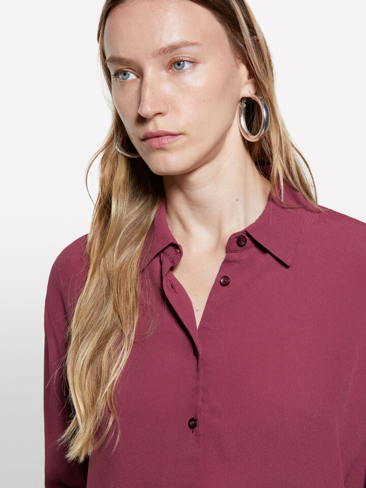 Burgundy oversized shirt - women's shirts - Burgundy | Sisley image number 4